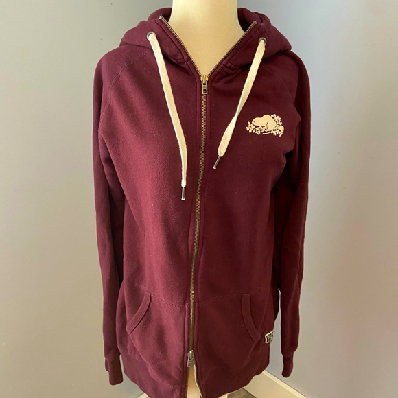 Roots zip up hoodie in maroon sz L - Picture 1 of 5